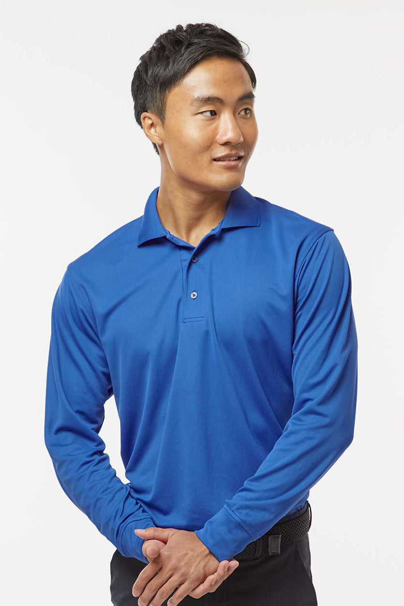 Paragon 110 Mens Prescott Moisture Wicking Long Sleeve Polo Shirt Royal Blue Model Front