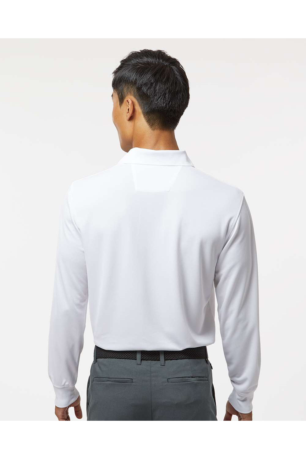 Paragon 110 Mens Prescott Long Sleeve Polo Shirt White Model Back