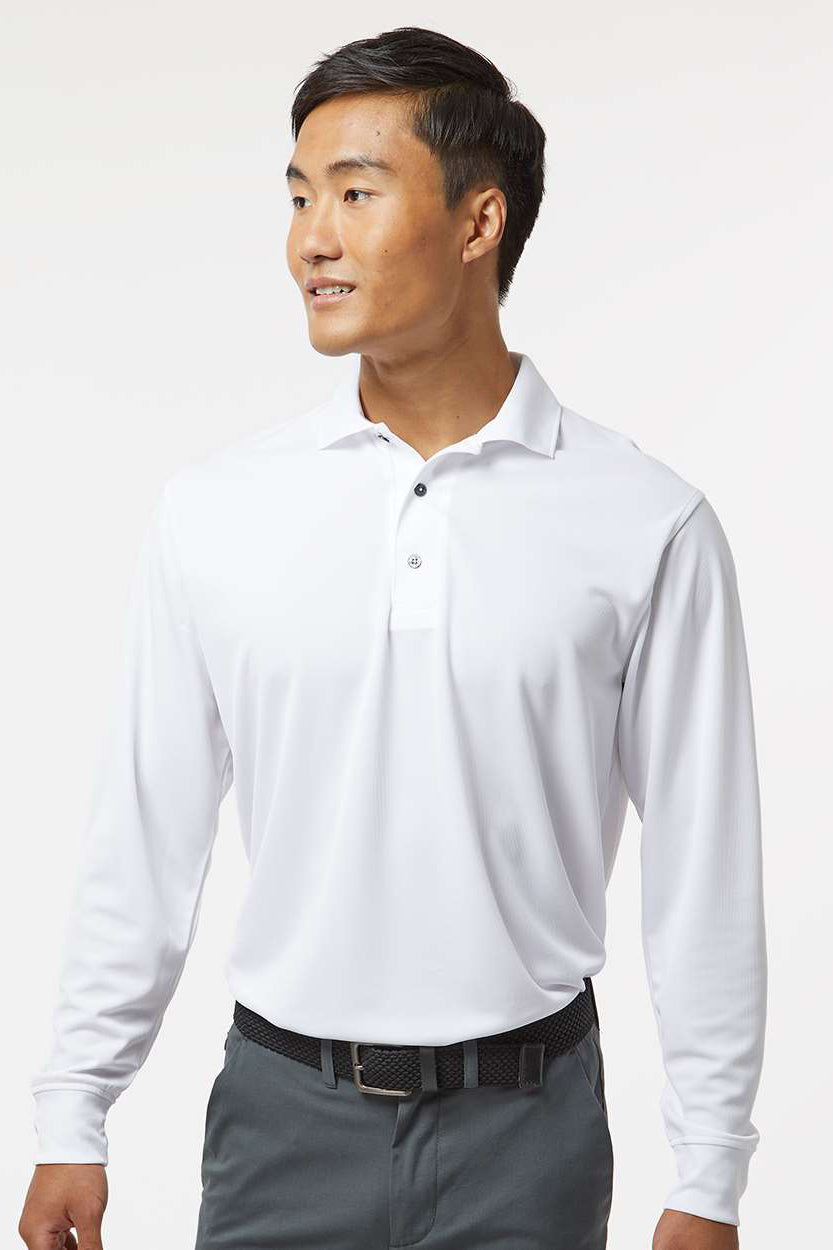 Paragon 110 Mens Prescott Moisture Wicking Long Sleeve Polo Shirt White Model Front