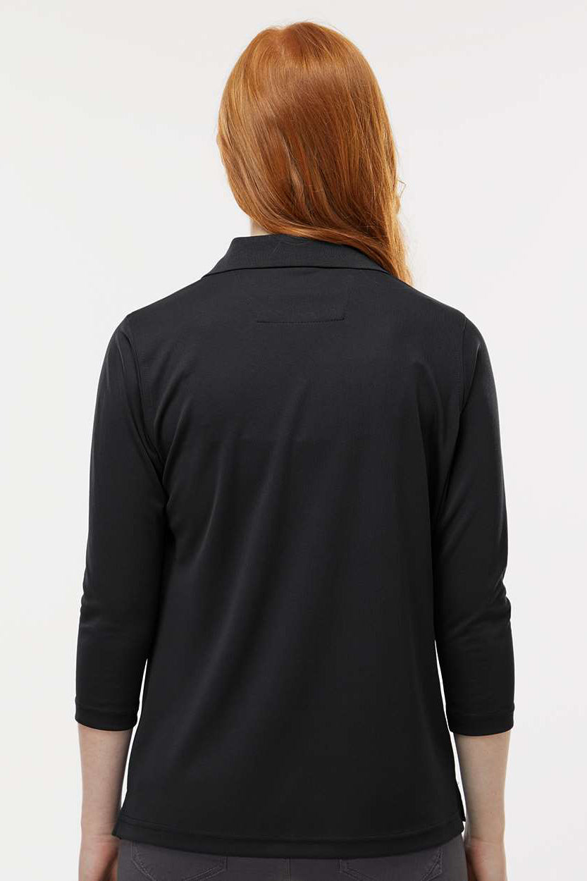 Paragon 120 Womens Lady Palm Moisture Wicking 3/4 Sleeve Polo Shirt Black Model Back