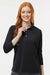Paragon 120 Womens Lady Palm Moisture Wicking 3/4 Sleeve Polo Shirt Black Model Front