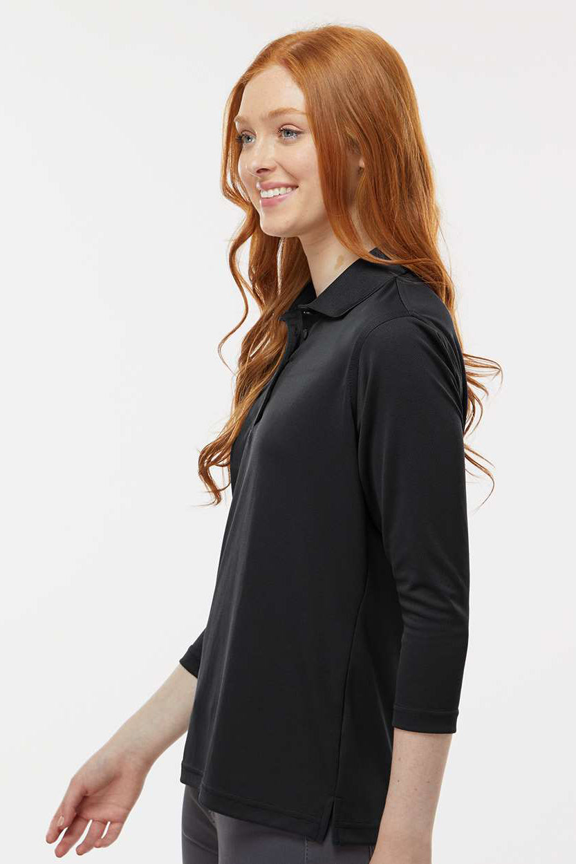 Paragon 120 Womens Lady Palm Moisture Wicking 3/4 Sleeve Polo Shirt Black Model Side
