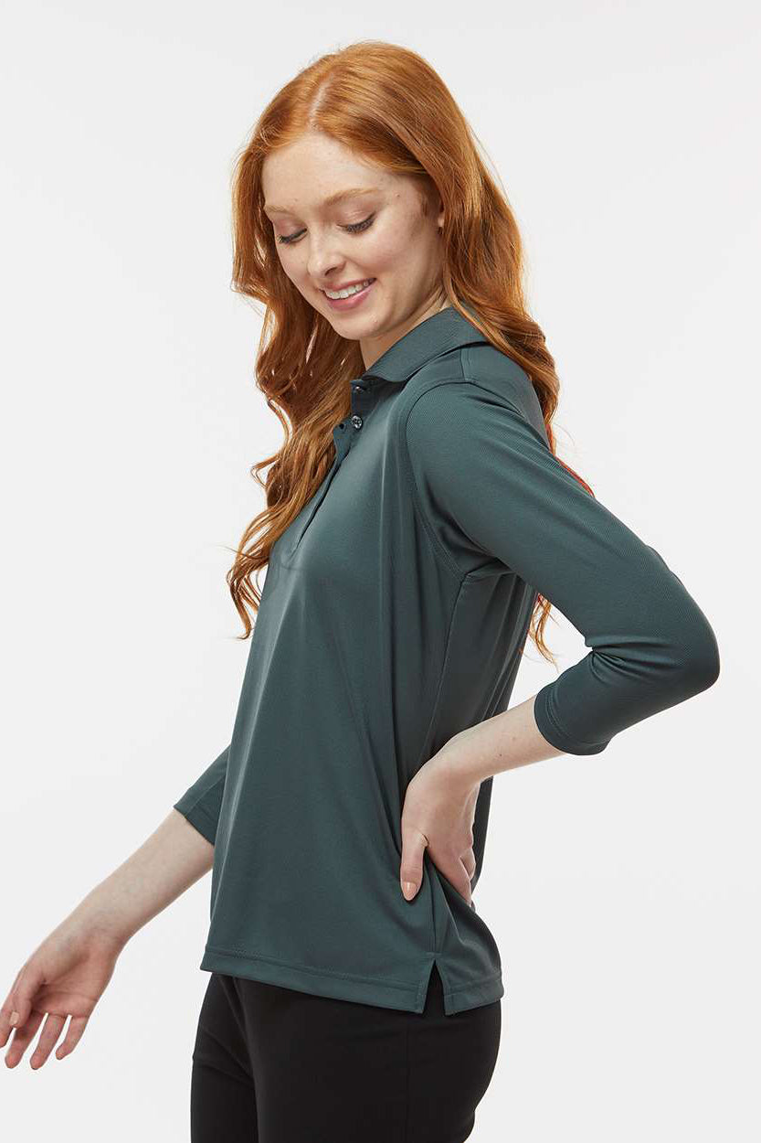 Paragon 120 Womens Lady Palm Moisture Wicking 3/4 Sleeve Polo Shirt Carbon Grey Model Side