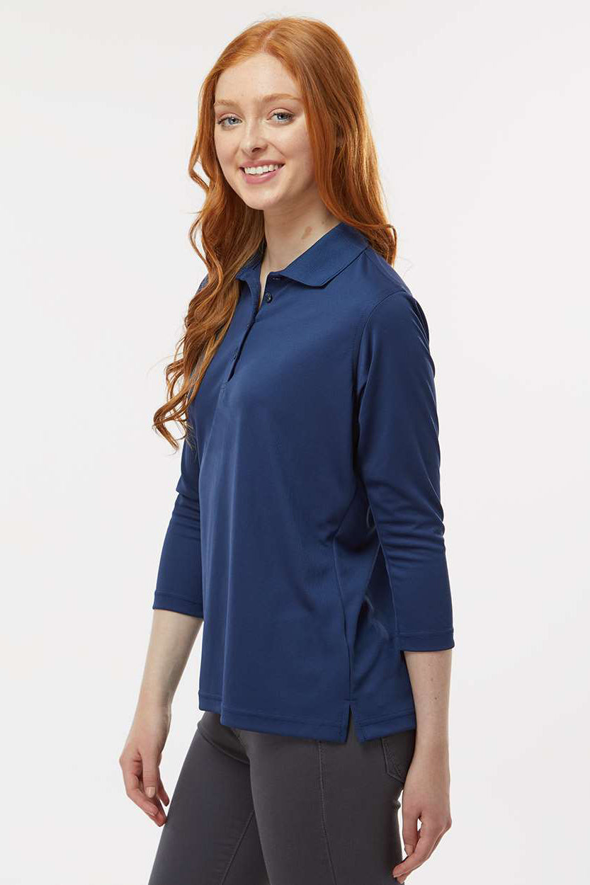 Paragon 120 Womens Lady Palm Moisture Wicking 3/4 Sleeve Polo Shirt Navy Blue Model Side