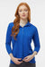 Paragon 120 Womens Lady Palm Moisture Wicking 3/4 Sleeve Polo Shirt Royal Blue Model Front