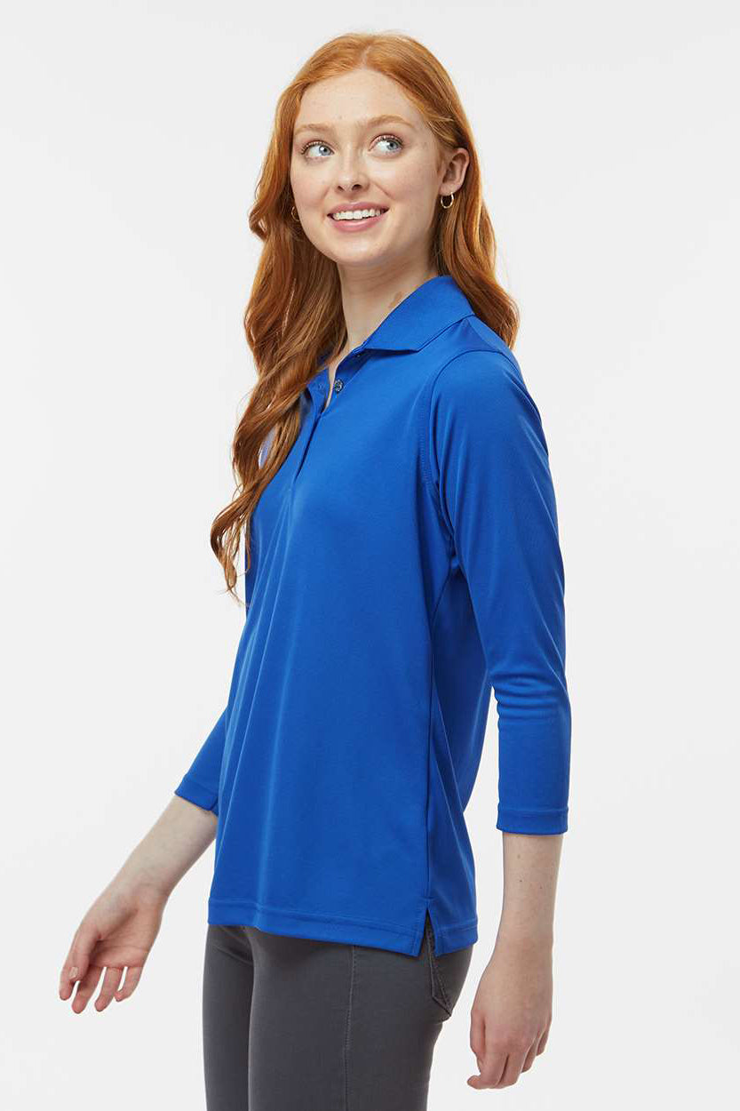 Paragon 120 Womens Lady Palm Moisture Wicking 3/4 Sleeve Polo Shirt Royal Blue Model Side