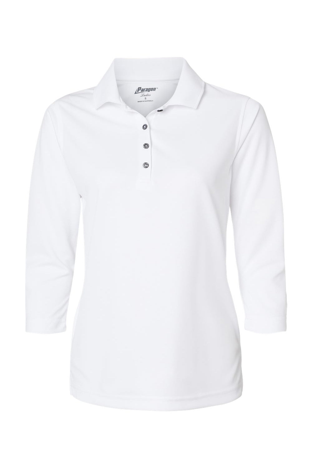 Paragon 120 Womens Lady Palm 3/4 Sleeve Polo Shirt White Flat Front