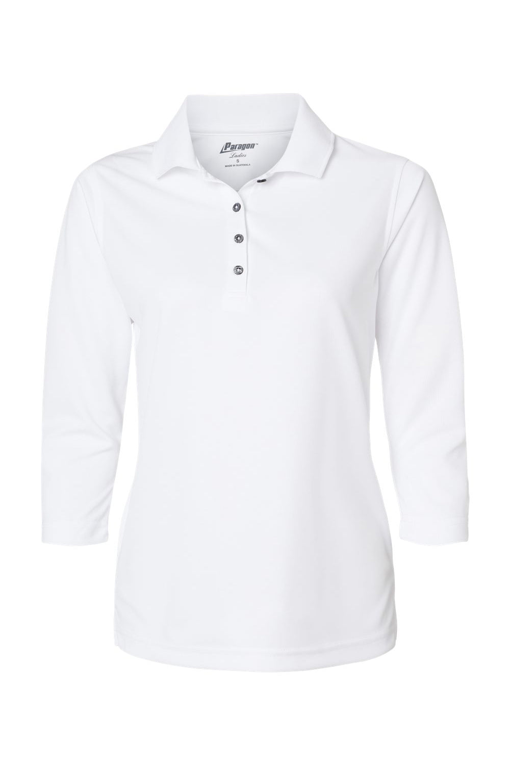 Paragon 120 Womens Lady Palm Moisture Wicking 3/4 Sleeve Polo Shirt White Flat Front