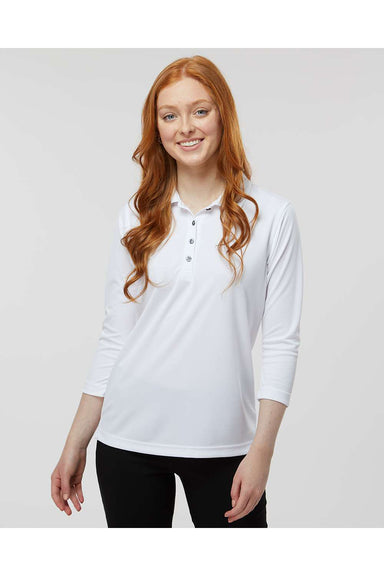 Paragon 120 Womens Lady Palm 3/4 Sleeve Polo Shirt White Model Front