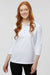 Paragon 120 Womens Lady Palm Moisture Wicking 3/4 Sleeve Polo Shirt White Model Front