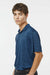 Paragon 130 Mens Dakota Moisture Wicking Short Sleeve Polo Shirt Heather Deep Blue Model Side