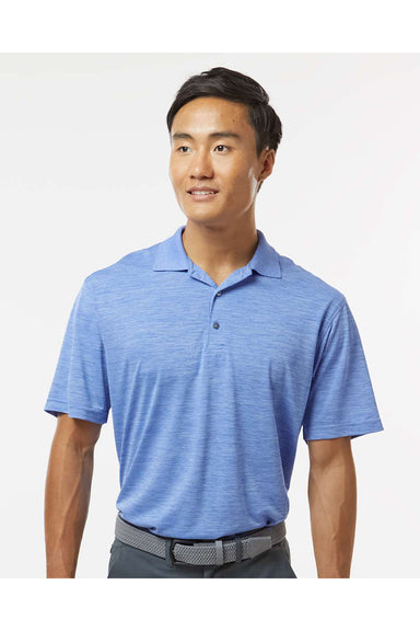 Paragon 130 Mens Dakota Striated Short Sleeve Polo Shirt Heather Peri Blue Model Front