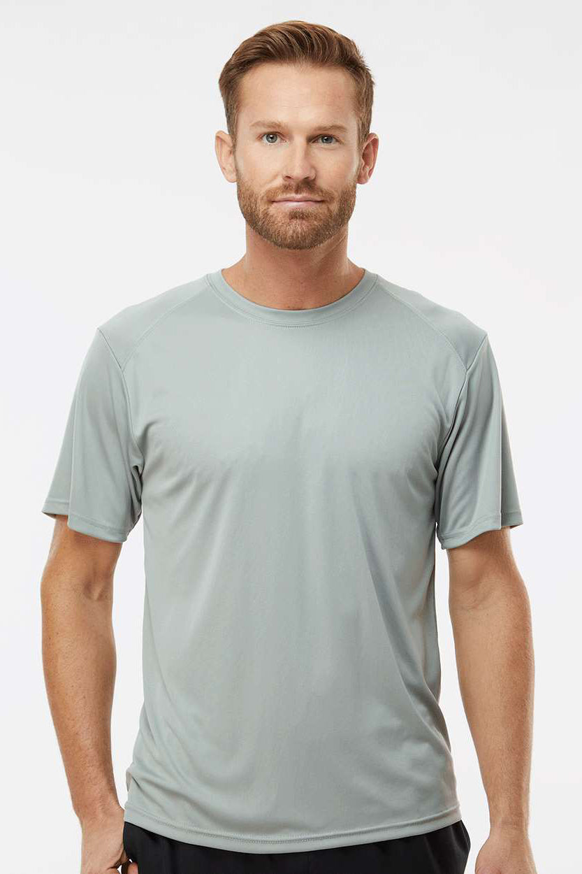 Paragon 200 Mens Islander Performance Moisture Wicking Short Sleeve Crewneck T-Shirt Medium Grey Model Front