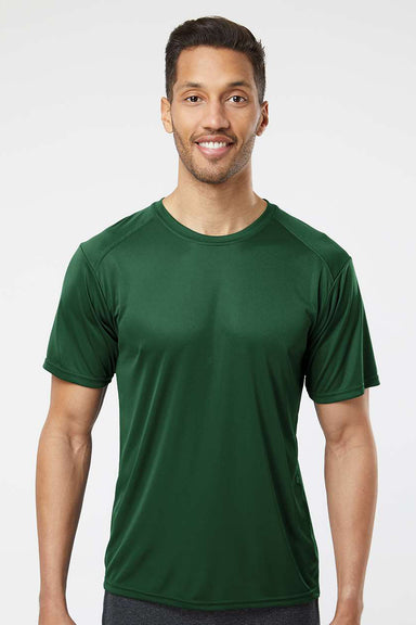 Paragon 200 Mens Islander Performance Moisture Wicking Short Sleeve Crewneck T-Shirt Hunter Green Model Front
