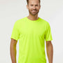 Paragon Mens Islander Performance Moisture Wicking Short Sleeve Crewneck T-Shirt - Safety Green - NEW