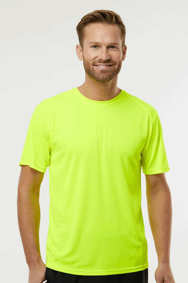 Paragon 200 Mens Islander Performance Moisture Wicking Short Sleeve Crewneck T-Shirt Safety Green Model Front