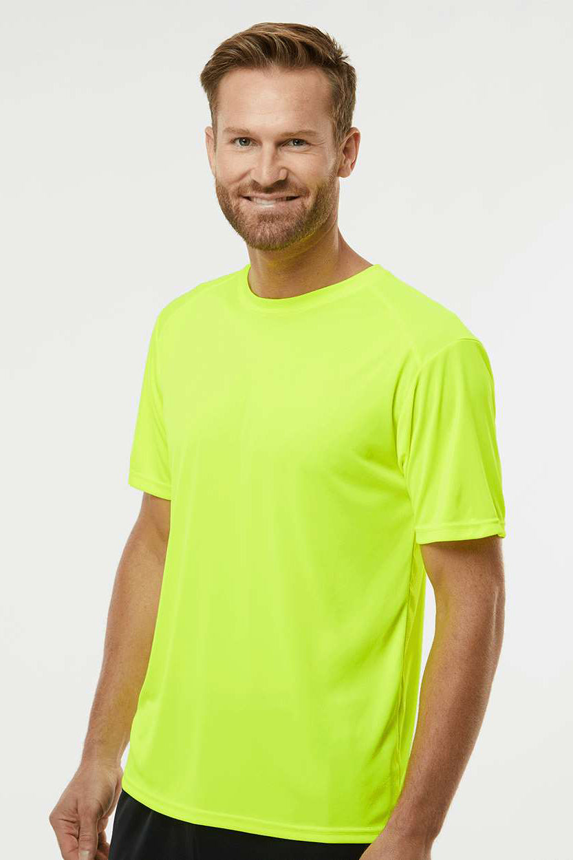 Paragon 200 Mens Islander Performance Moisture Wicking Short Sleeve Crewneck T-Shirt Safety Green Model Side