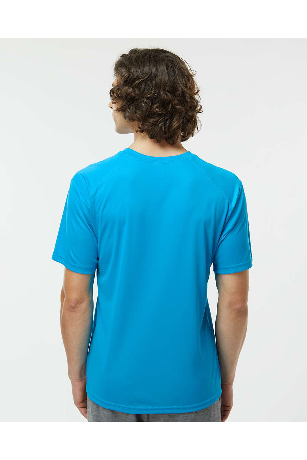 Paragon 200 Mens Islander Performance Short Sleeve Crewneck T-Shirt Turquoise Blue Model Back