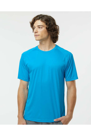 Paragon 200 Mens Islander Performance Short Sleeve Crewneck T-Shirt Turquoise Blue Model Front