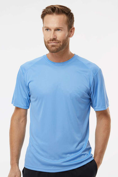 Paragon 200 Mens Islander Performance Moisture Wicking Short Sleeve Crewneck T-Shirt Bimini Blue Model Front