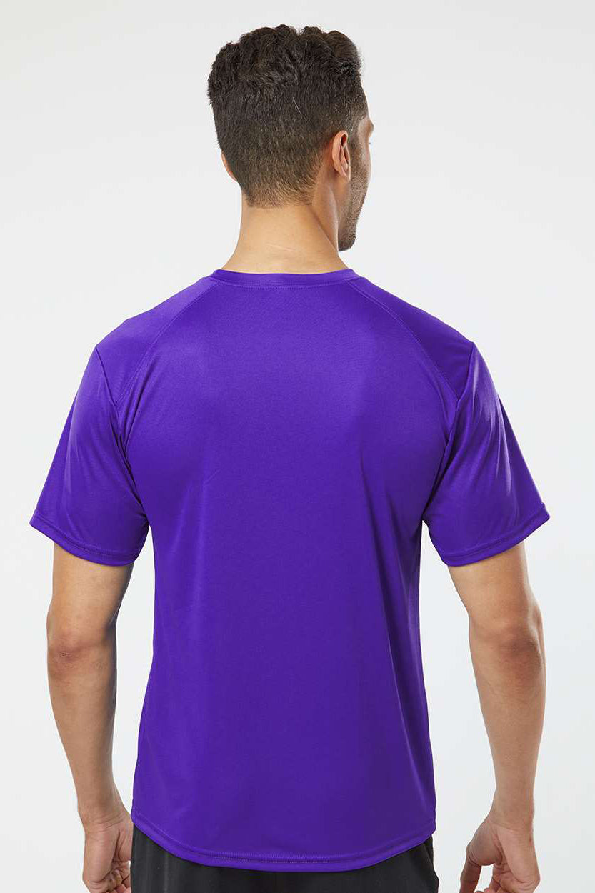 Paragon 200 Mens Islander Performance Moisture Wicking Short Sleeve Crewneck T-Shirt Purple Model Back