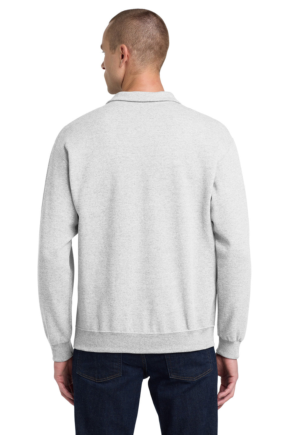 Jerzees 995M/995MR Mens NuBlend Pill Resistant Fleece 1/4 Zip Sweatshirt Ash Grey Model Back