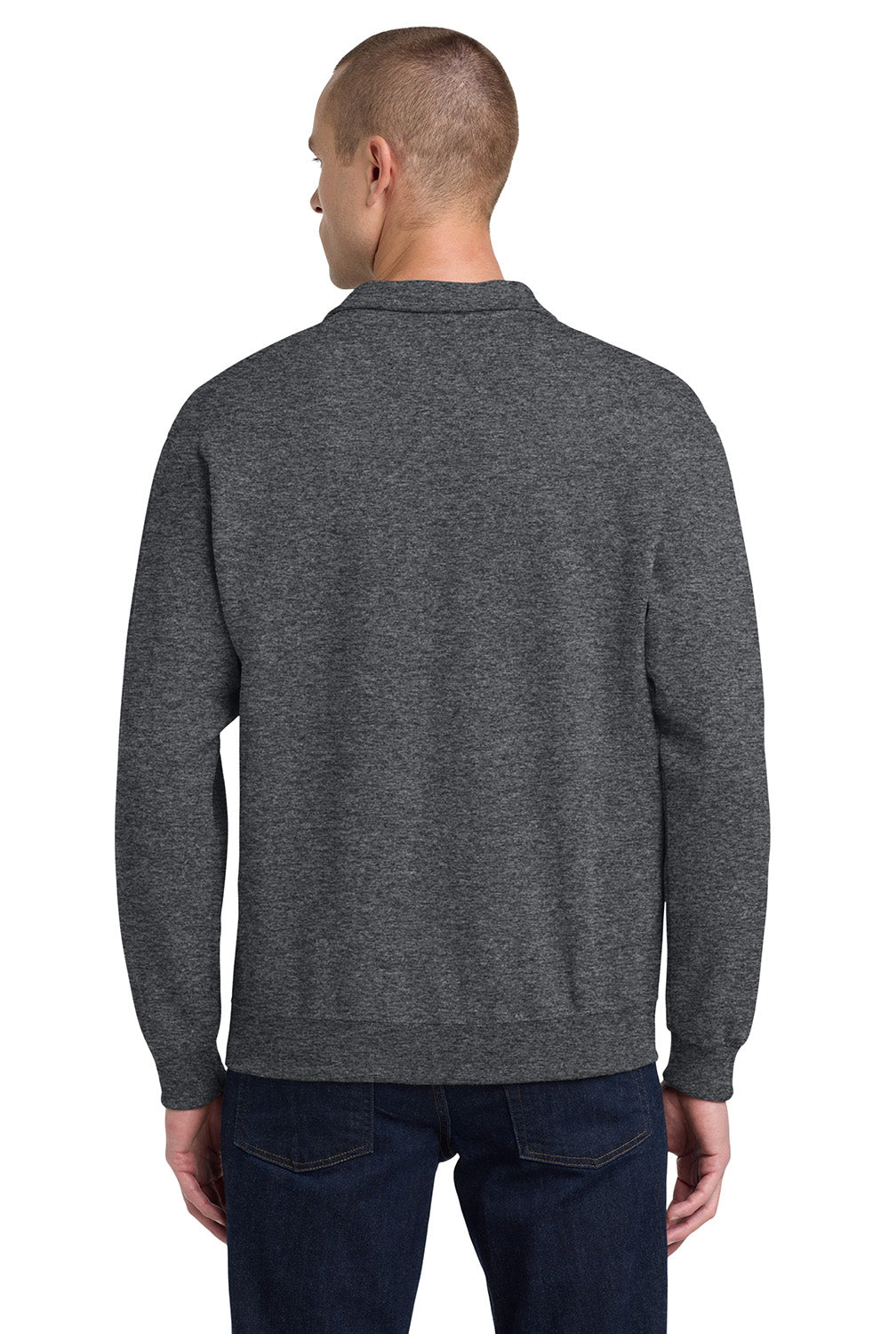 Jerzees 995M/995MR Mens NuBlend Pill Resistant Fleece 1/4 Zip Sweatshirt Heather Black Model Back