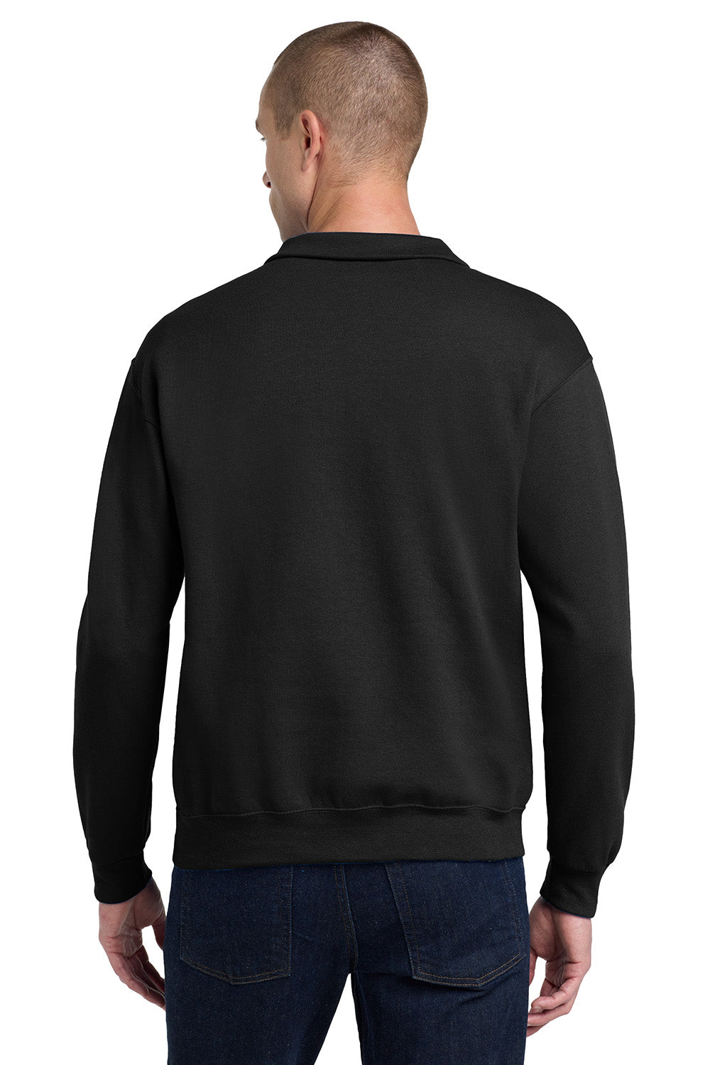 Jerzees 995M/995MR Mens NuBlend Pill Resistant Fleece 1/4 Zip Sweatshirt Black Model Back