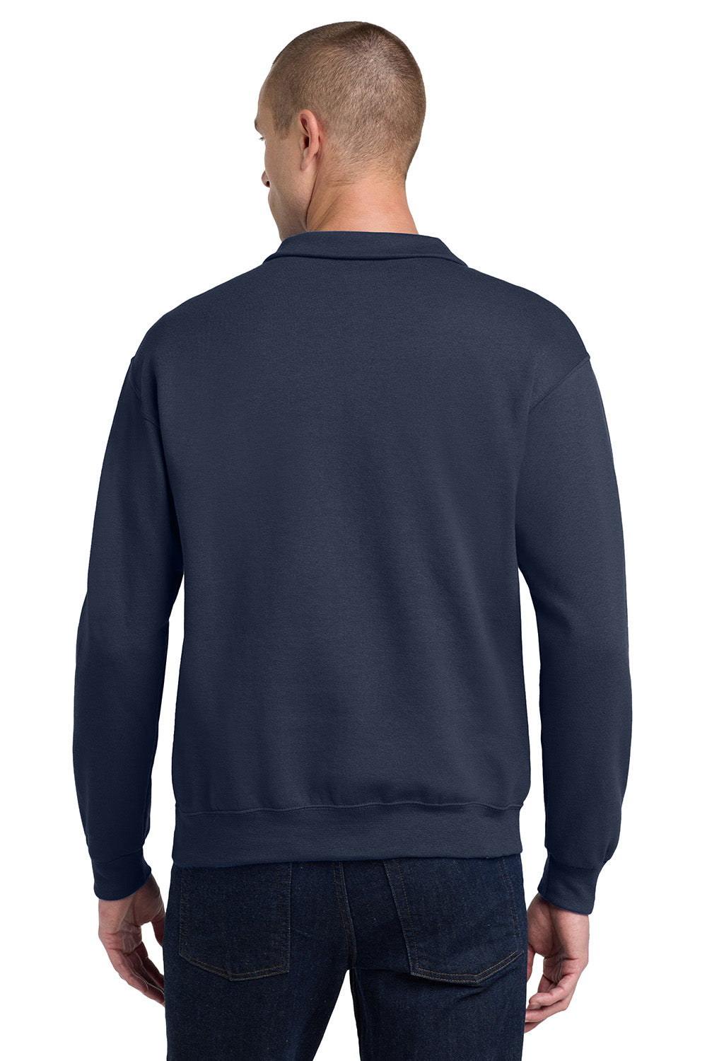 Jerzees 995M/995MR Mens NuBlend Pill Resistant Fleece 1/4 Zip Sweatshirt Navy Blue Model Back