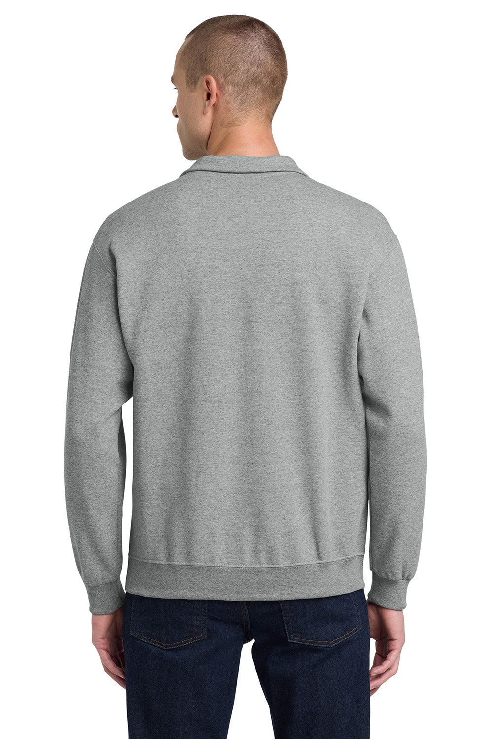 Jerzees 995M/995MR Mens NuBlend Pill Resistant Fleece 1/4 Zip Sweatshirt Oxford Grey Model Back