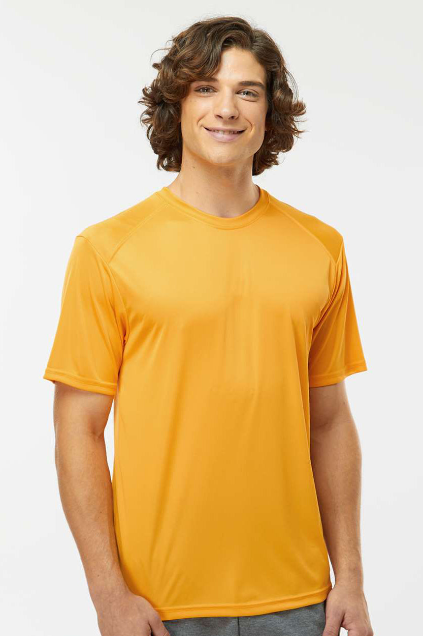 Paragon 200 Mens Islander Performance Moisture Wicking Short Sleeve Crewneck T-Shirt Gold Model Front