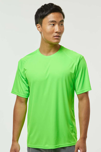 Paragon 200 Mens Islander Performance Moisture Wicking Short Sleeve Crewneck T-Shirt Neon Lime Green Model Front