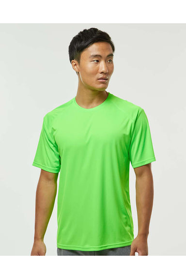 Paragon 200 Mens Islander Performance Short Sleeve Crewneck T-Shirt Neon Lime Green Model Front