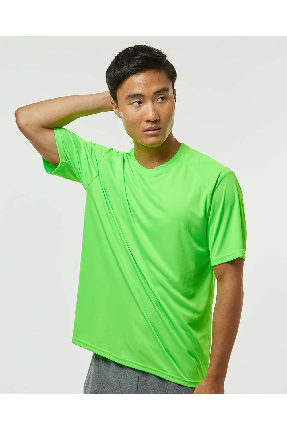 Paragon 200 Mens Islander Performance Short Sleeve Crewneck T-Shirt Neon Lime Green Model Side