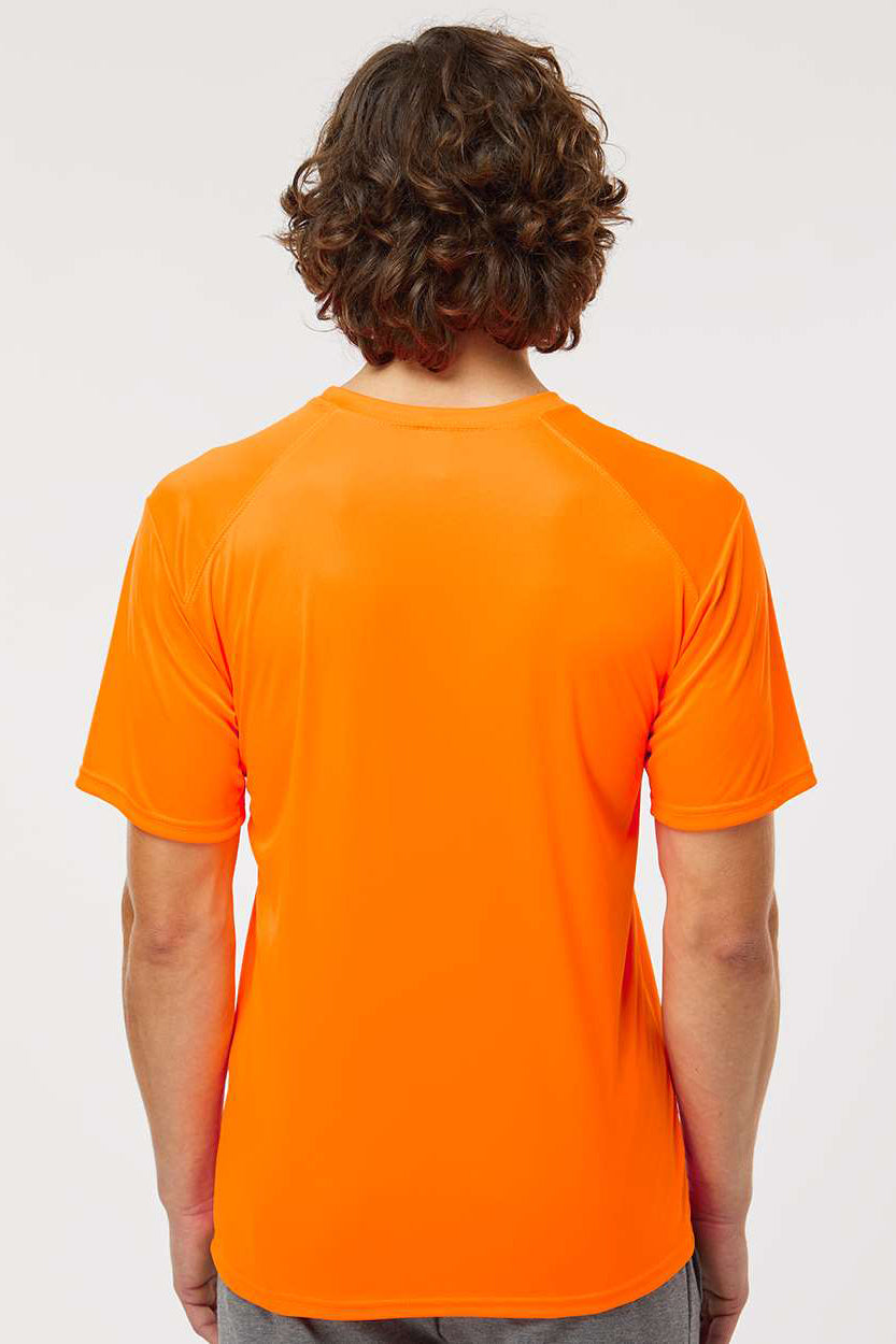 Paragon 200 Mens Islander Performance Moisture Wicking Short Sleeve Crewneck T-Shirt Neon Orange Model Back