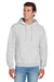 Jerzees 996M/996MR Mens NuBlend Pill Resistant Fleece Hooded Sweatshirt Hoodie w/ Pouch Pocket Ash Grey Model Front