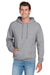 Jerzees 996M/996MR Mens NuBlend Pill Resistant Fleece Hooded Sweatshirt Hoodie w/ Pouch Pocket Heather Grey Model Front