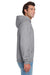 Jerzees 996M/996MR Mens NuBlend Pill Resistant Fleece Hooded Sweatshirt Hoodie w/ Pouch Pocket Heather Grey Model Side