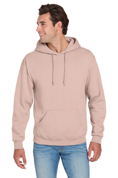 Jerzees 996M/996MR Mens NuBlend Pill Resistant Fleece Hooded Sweatshirt Hoodie w/ Pouch Pocket Blush Pink Model Front