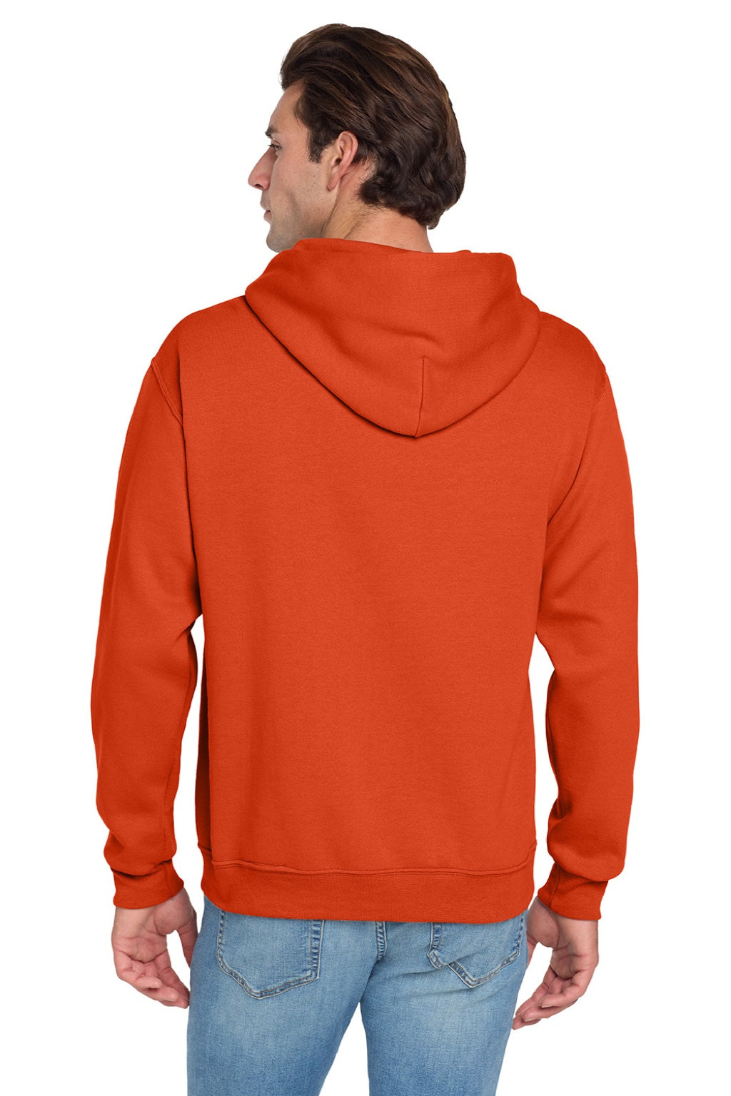 Jerzees 996M/996MR Mens NuBlend Pill Resistant Fleece Hooded Sweatshirt Hoodie w/ Pouch Pocket Burnt Orange Model Back