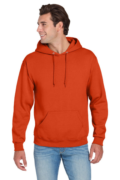 Jerzees 996M/996MR Mens NuBlend Pill Resistant Fleece Hooded Sweatshirt Hoodie w/ Pouch Pocket Burnt Orange Model Front