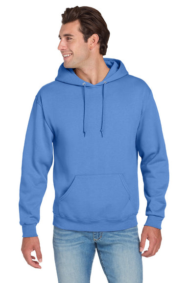 Jerzees 996M/996MR Mens NuBlend Pill Resistant Fleece Hooded Sweatshirt Hoodie w/ Pouch Pocket Columbia Blue Model Front