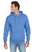 Jerzees 996M/996MR Mens NuBlend Pill Resistant Fleece Hooded Sweatshirt Hoodie w/ Pouch Pocket Columbia Blue Model Front