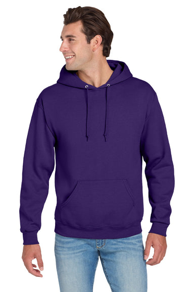 Jerzees 996M/996MR Mens NuBlend Pill Resistant Fleece Hooded Sweatshirt Hoodie w/ Pouch Pocket Deep Purple Model Front