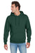 Jerzees 996M/996MR Mens NuBlend Pill Resistant Fleece Hooded Sweatshirt Hoodie w/ Pouch Pocket Forest Green Model Front