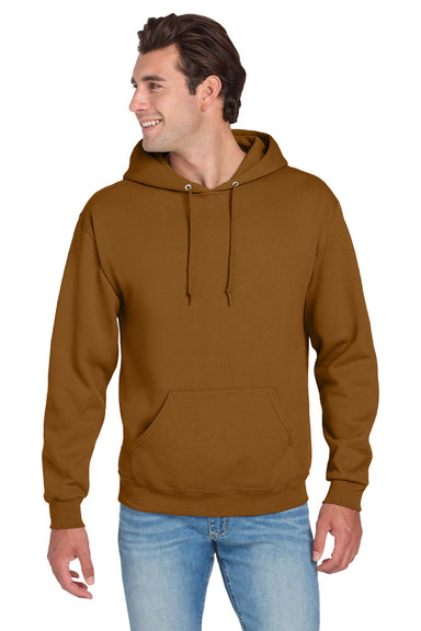 Jerzees 996M/996MR Mens NuBlend Pill Resistant Fleece Hooded Sweatshirt Hoodie w/ Pouch Pocket Golden Pecan Brown Model Front