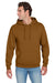 Jerzees 996M/996MR Mens NuBlend Pill Resistant Fleece Hooded Sweatshirt Hoodie w/ Pouch Pocket Golden Pecan Brown Model Front