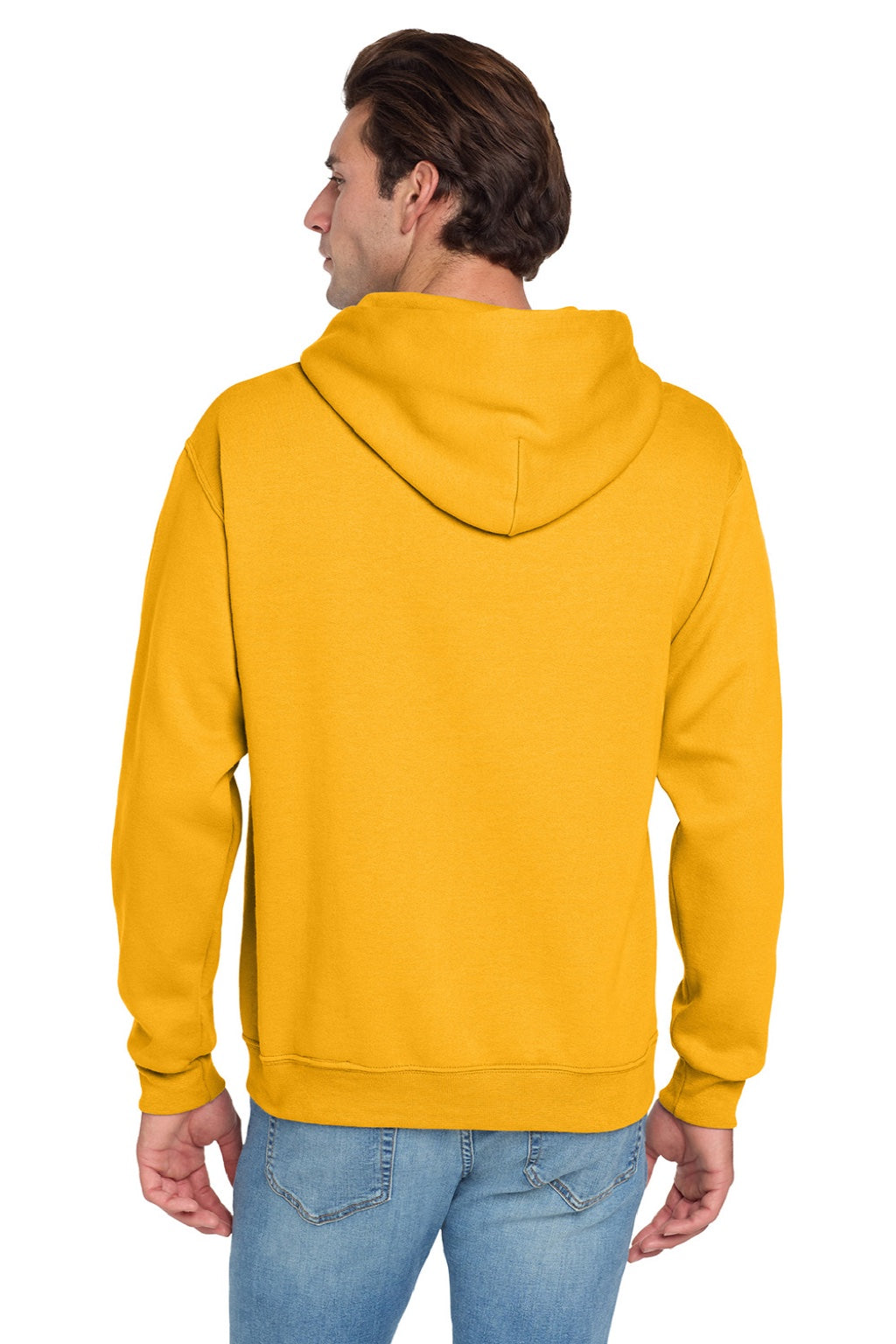 Jerzees 996M/996MR Mens NuBlend Pill Resistant Fleece Hooded Sweatshirt Hoodie w/ Pouch Pocket Gold Model Back