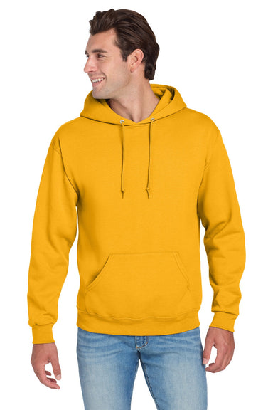 Jerzees 996M/996MR Mens NuBlend Pill Resistant Fleece Hooded Sweatshirt Hoodie w/ Pouch Pocket Gold Model Front