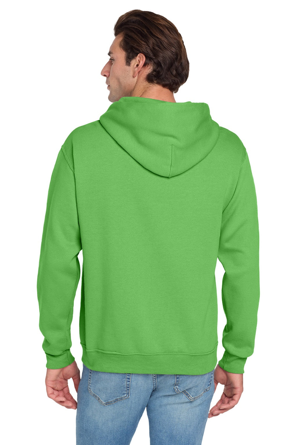 Jerzees 996M/996MR Mens NuBlend Pill Resistant Fleece Hooded Sweatshirt Hoodie w/ Pouch Pocket Kiwi Green Model Back